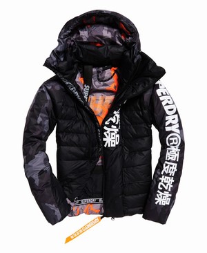 Superdry Japan Edition Snow Down Férfi Kabát Fekete/Camo | UFVYD8637